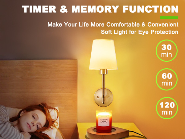 Timer &amp; Memory: easily set a timer for the battery wall sconce, helping to preserve battery life