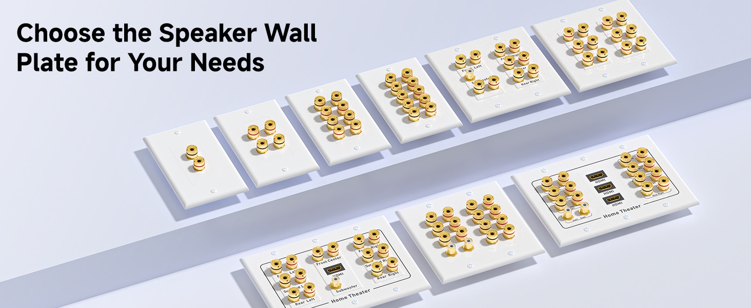 Speaker wire wall outlet for connecting stereo or surround sound speakers