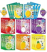 24 Sheets 8.3''×5.9'' Make Your Own Fruit Stickers for Toddlers Kids Party Favors, Make a Face St...