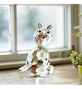 H&amp;D HYALINE &amp; DORA Crystal Collectible Standing Cat Figurine Miniature Glass Christmas Collectible