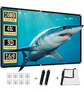 Projector Screen, DUYIKJ 84 inch Foldable Portable Rear Front Projector Screen Indoor Outdoor 4K ...