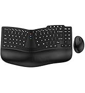 Ergonomic Wireless Keyboard Mouse Combo, Bluetooth/2.4G Split Design Keyboard with Palm Rest and ...
