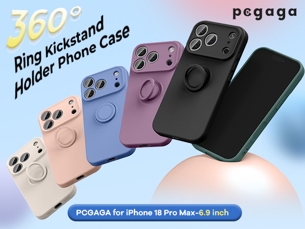 iphone 18 pro silicone case with strap ring kick stand 