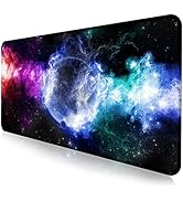 Large Extended Gaming Mouse Pad with Stitched Edges, Non-Slip Waterproof Rubber Base Mouse Pad fo...