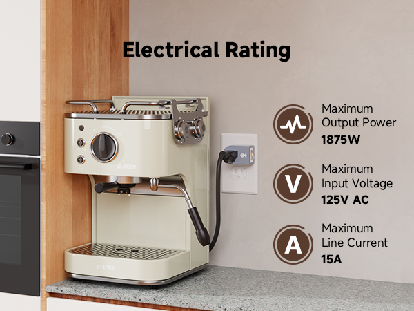 Durable grounded outlet switch, rated for 15A/1875W, for various appliances