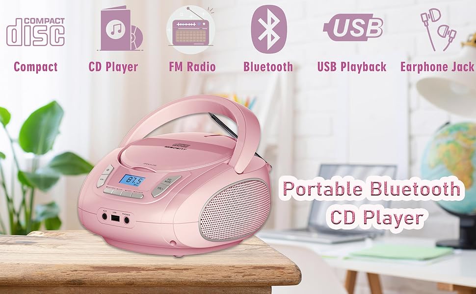 radio cd player pink