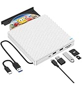 Guamar External DVD Drive for Mac: Portable CD Burner for Laptop PC with SD/TF Slot/2 USB Ports P...