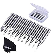 AUSTOR 11 Pieces Soldering Iron Tips Kit 900M-T and 1 Piece Cleaning Cloth with Free Box for Hakk...