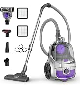 Aspiron Canister Vacuum, Upgraded 1600W Bagless Canister Vacuum Cleaner | Auto Cord Rewind, H13 H...