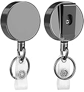 KTRIO 2 Pack Retractable Badge Holders Reel, Heavy Duty Badge Reels Retractable with Belt Clip, M...