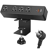 Desktop Clamp Power Strip with USB C, Surge Protector 900J Power Charging Station Outlet with 4 A...