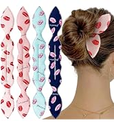 4 Pcs Deft Hair Bun Maker French Twist Donut Hair Bun Rabbit Ear Bun Twister Lip Flexible Donut Q...