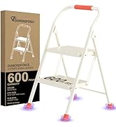 Step Ladder Foldable Folding Stool - for Home Adults Kitchen 2 Stepping Extension Tall Heavy Duty...
