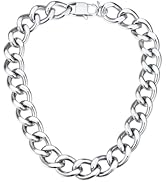ChainsHouse Cuban Link Chain for Women Chunky Gold Necklace Stainless Steel/Gold Plated Choker Ne...