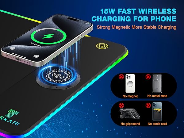 TARKARI Magnetic Wireless Charging RGB Mouse Pad
