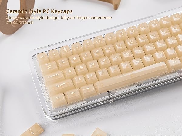Creamy Khaki Jelly Shine Through Keycaps, Custom Clear Keycaps pbt