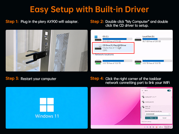 ax900 bluetooth wifi 6 adapter wifi dongle dual band wireless network adapter for desktop laptop pc