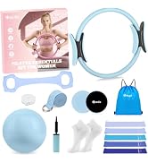 Hoedia 17 PCS Pilates Kit for Women, Pilates Equipment Ring and Ball Set with Resistance Bands, Y...