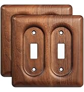 YDJSA 2-Pack Decorative Light Switch Plates Solid North American Walnut Double Toggle Light Switc...