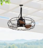 Orison Outdoor Ceiling Fans with Light, 21'' Wet Rated Outdoor Hanging Fan for Gazebo, Plug in Ca...