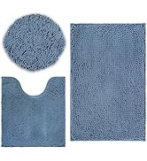 AINAHYVA Bathroom Rugs Chenille Bath mat 3 Piece Set, Super Absorbent, Strong PVC Non Slip Unders...