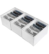 Qozary 3 Pack Jeans Wardrobe Clothes Organizer, 7 Grids Foldable Closet Organizers and Storage Bo...