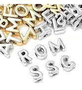 FASHEWELRY 50Pcs Golden Silver Large Letter Beads, UV Plating 20mm Big Alphabet Beads Random Mixe...