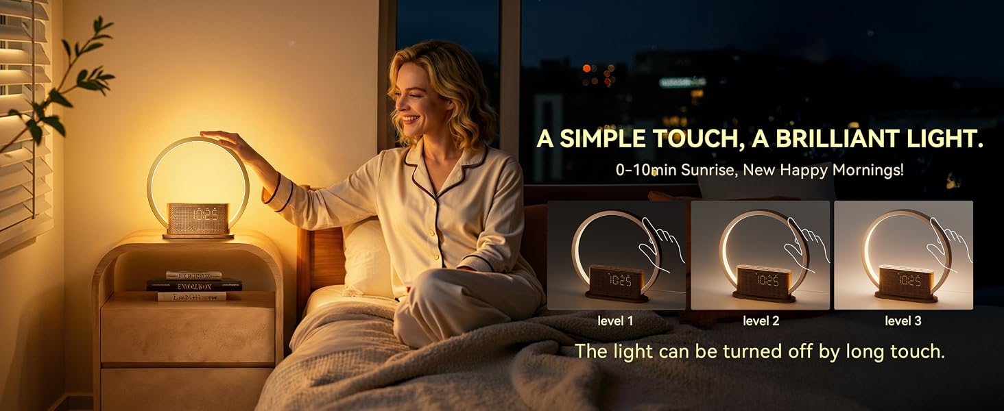 touch bedside night light clock