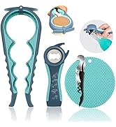 Jar Opener for Weak Hands, Seniors with Arthritis, 5 in 1 Multi Function Bottle Opener Lid Opener...