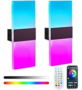 BOSITE RGB Wall Sconces Set of 2, 16 Million Colors RGB Wall Lights, Dimmable Scone Lighting with...