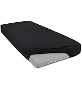MINIPANDA Black Fitted Sheet Compatible with Trifold Mattress (Single,4'') | Soft, Breathable Mic...