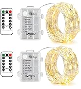 2 x Fairy Lights Battery Operated,Silver Wire Chains 8 Mode 16Ft/5Meter 50 LEDs Timer String Ligh...