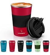 MOMSIV 12oz Travel Mug, Insulated Coffee Cup with Leakproof Lid, Vacuum Stainless Steel Double Wa...