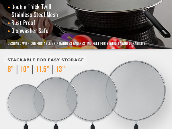 pan protector pot lid splatter stopper nonstick frying cooking heat resistant handle set