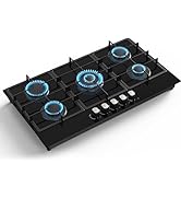 Nafewin Propane Gas Cooktop 36 Inch, 5 Burner Built-in Gas Stove Top with Tempered Glass Panel, N...