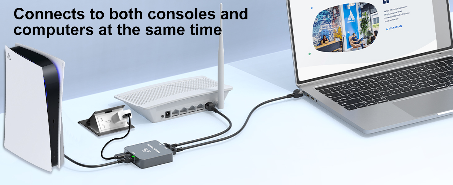 Ethernet Splitter 1 to 2 with Ethernet Cable