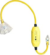 Lone Star Cords 3 Ft 12/3 SJTW Lighted End Heavy Duty Outdoor GFCI Extension Cord with 3 Electric...