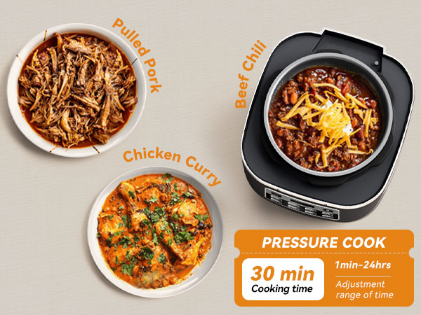 pressure cook meals in minutes.