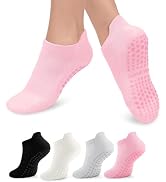 GAOYUESOX Pilates Socks with Grips for Women Non Slip Grip Socks for Barre, Ballet, Barefoot, Ant...