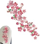 YAWUROU 32 PCS 3D Cherry Blossom Car Exterior Sticker, Resin Scratch Pink Flower Bumper Decal, Se...