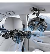 2 Pack 6000 mAh Battery Powered Car Fans, 3-Speed Dual Head Clip Car Cooling Fan for Backseat, In...