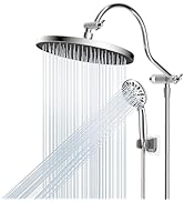 Hibbent 10'' Self-cleaning Rainfall Shower Head, High Pressure Handheld Shower Head, Showerhead C...