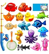 CozyBomB Magnetic Fishing Toys Game Set for Kids | Water Table Bathtub Kiddie Pool Party Pole Ro...