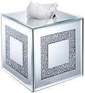 Sumnacon Crystal Square Tissue Box Cover - Sparkly Glass Cube Tissue Box Holder, Decorative Facia...