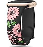 Witzon Floral Silicone Band Compatible with Apple Watch Bands for Women 40mm 41mm 42mm 38mm 44mm ...