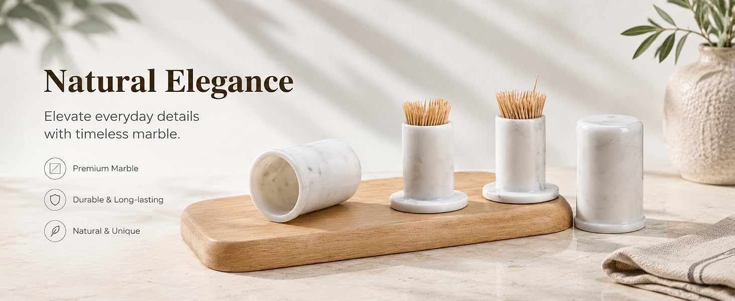 Marble Toothpick Holder with Lid