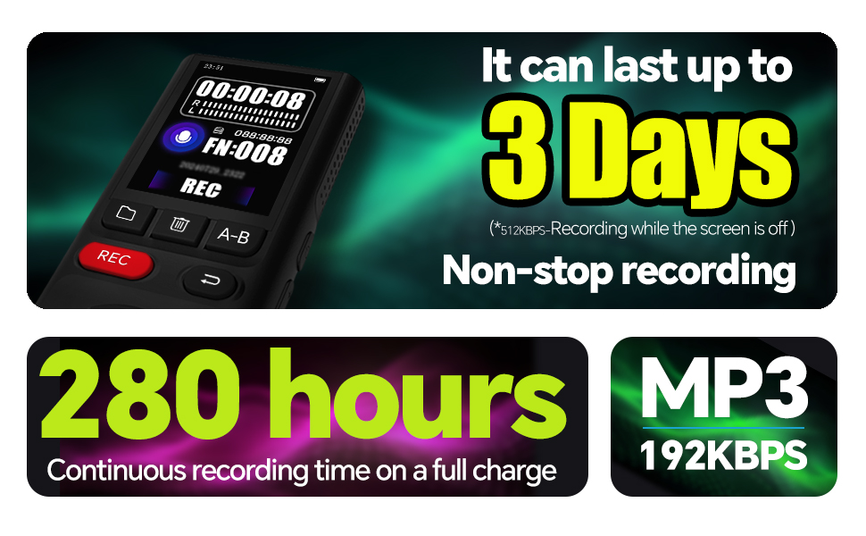 Extra long recording time