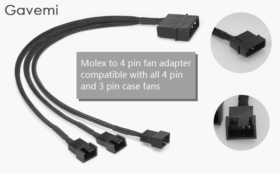 Molex to 4 pin fan adapter
