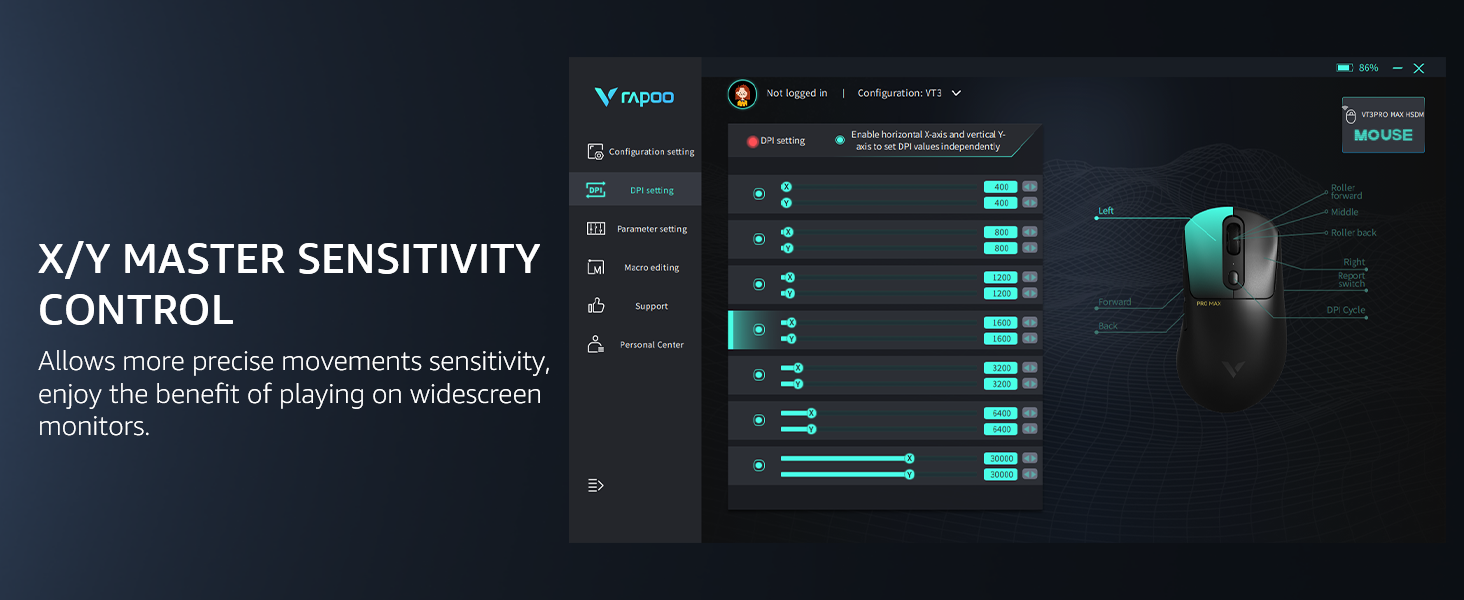 X/Y MASTER SENSITIVITY CONTROL