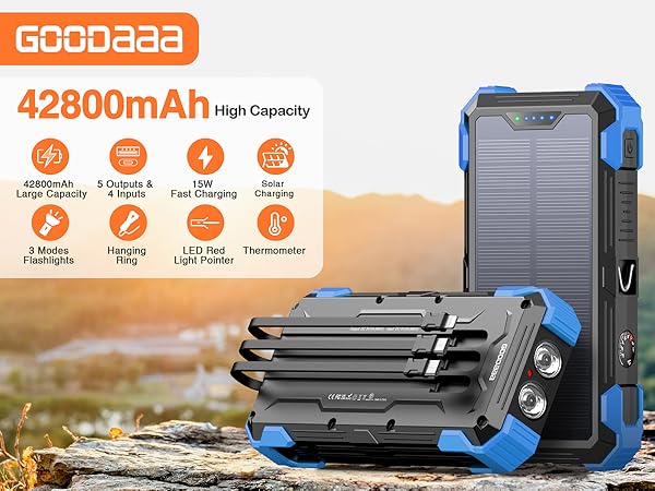42800mAh solar power bank